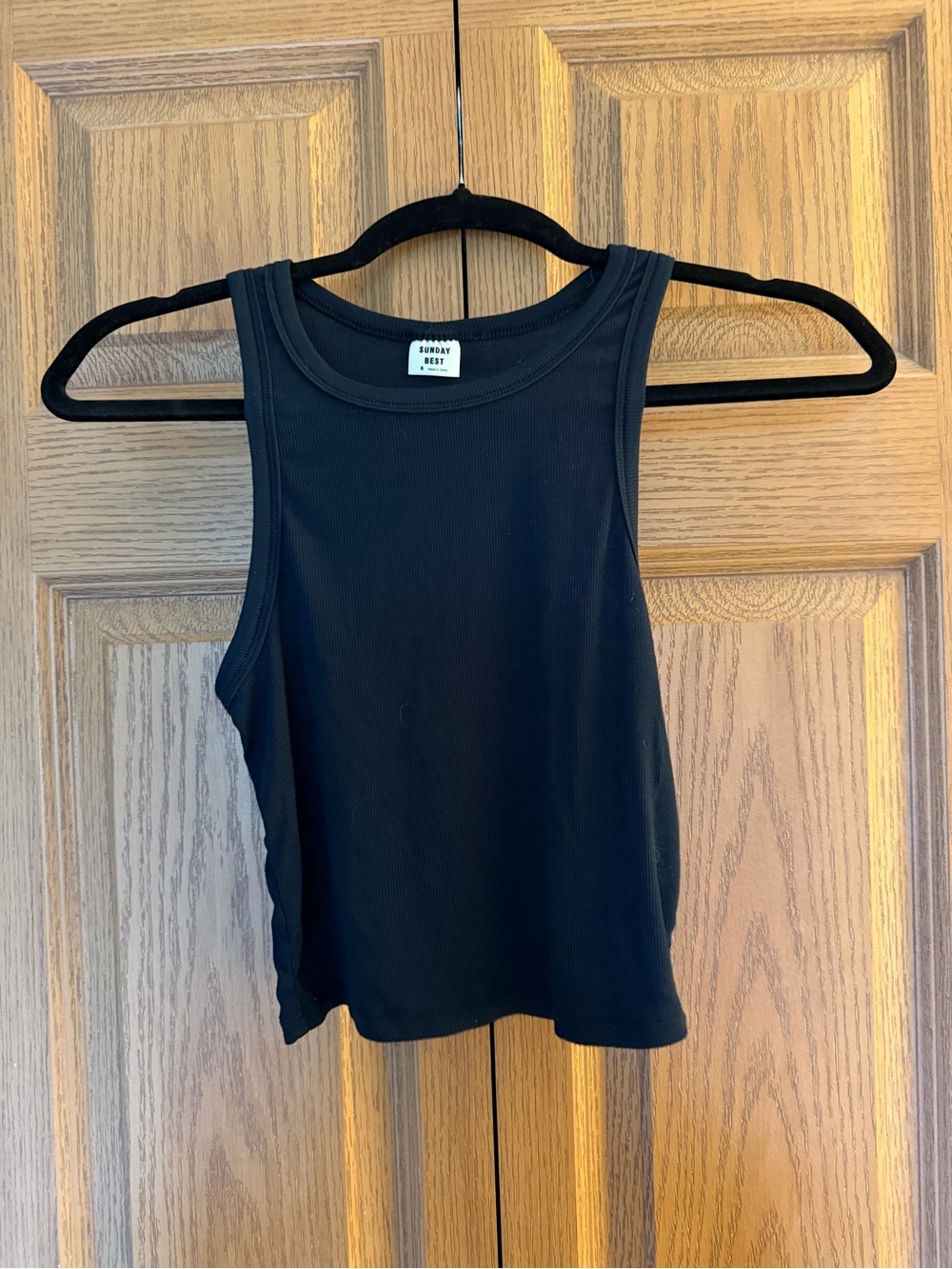 Sunday Best Black Ribbed High-Neck Tank